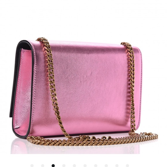 Saint Laurent Metallic Calfskin Small Classic Monogram Kate Tassel Satchel Pink - Picture 2 of 6